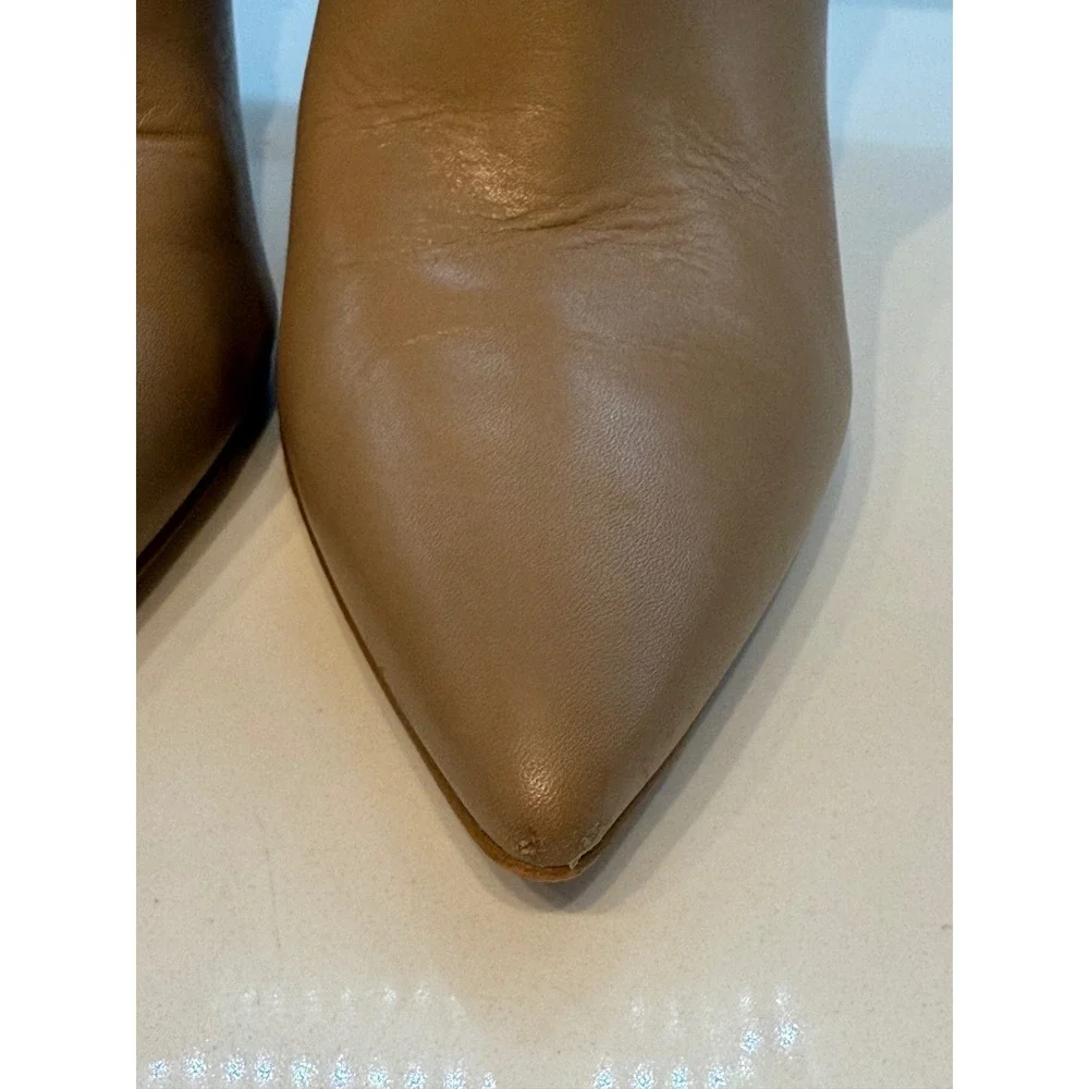 Marc Fisher LTD Pointed Toe Tan Leather Heeled‎ Ankle Boots Booties 8.5M